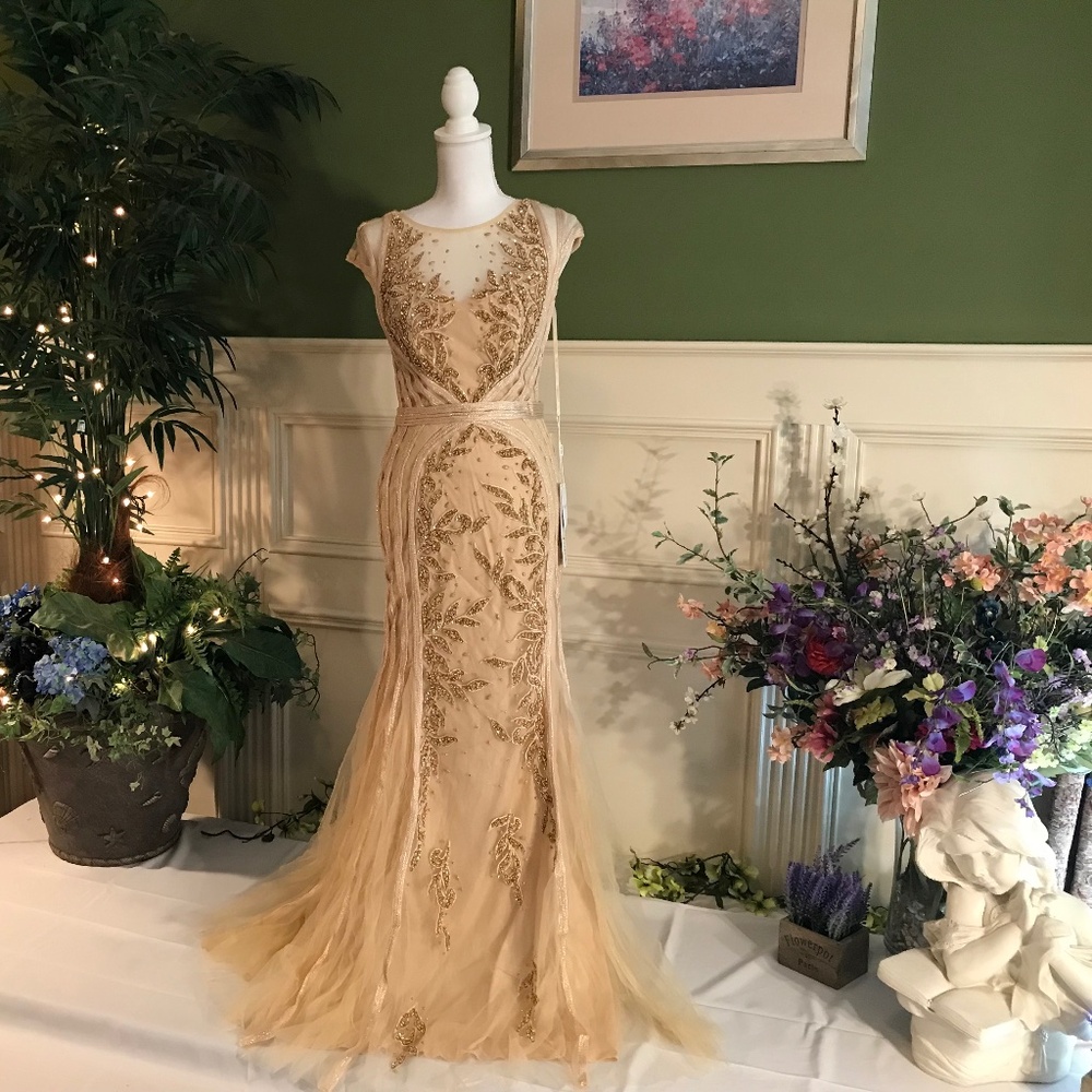 Formal evening Champagne Gold ball mermaid style dress